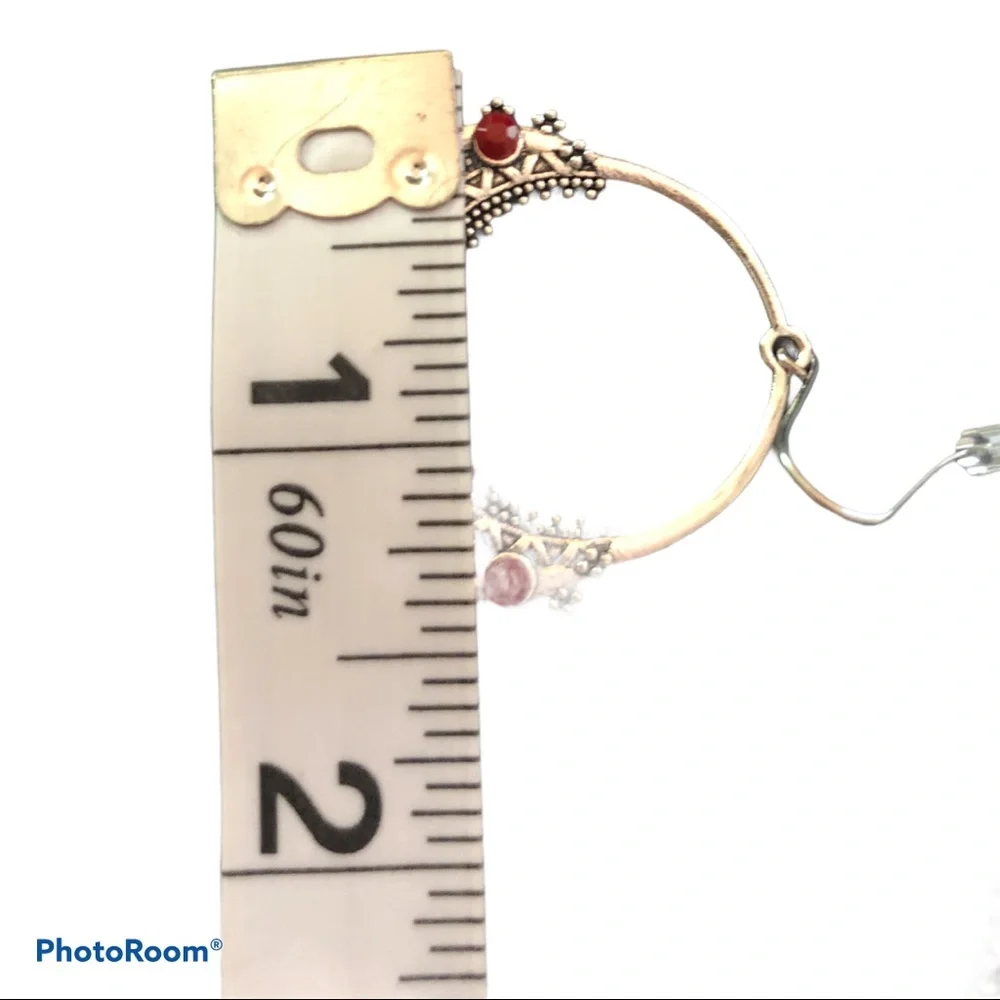 New! Desert Revival Boho Hoops Antiqued Silver Earrings‎